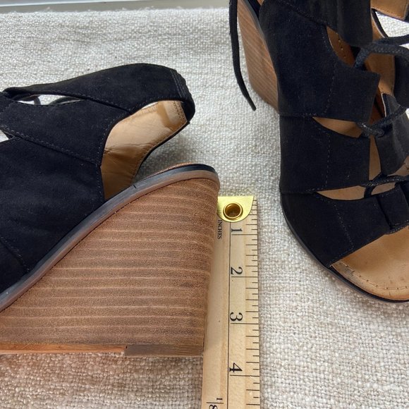 MELROSE & MARKET 'CALISTA' Women's Black Lace Up Wedge Heel Sandals, Size 6 - Picture 5 of 8